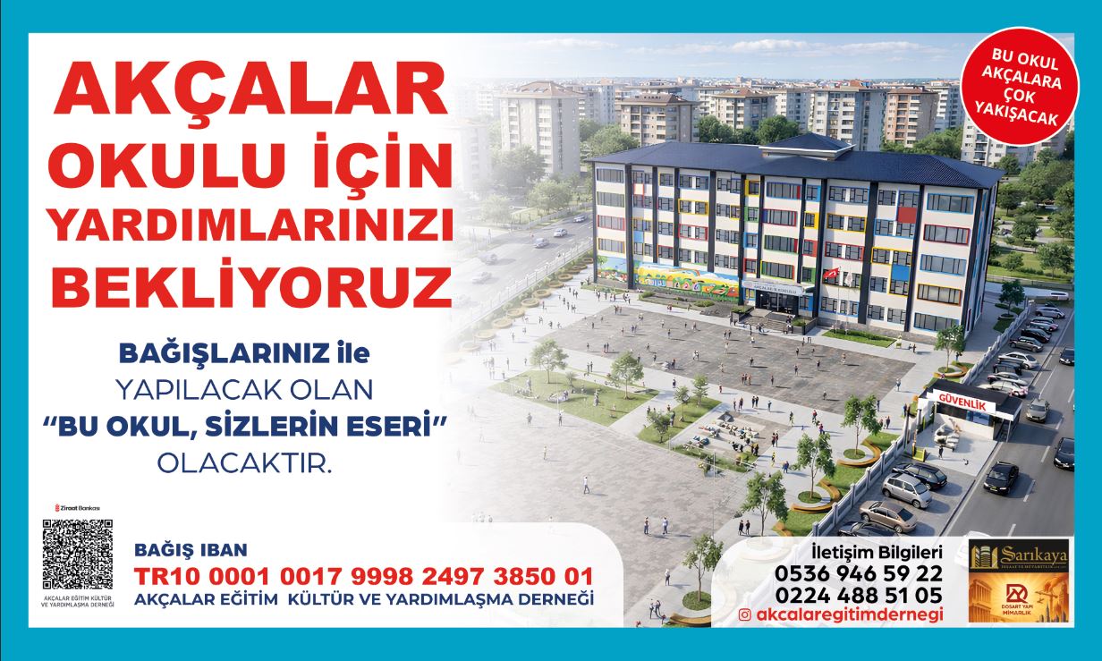 Akçalar Eğitim Derneği yardım afişi