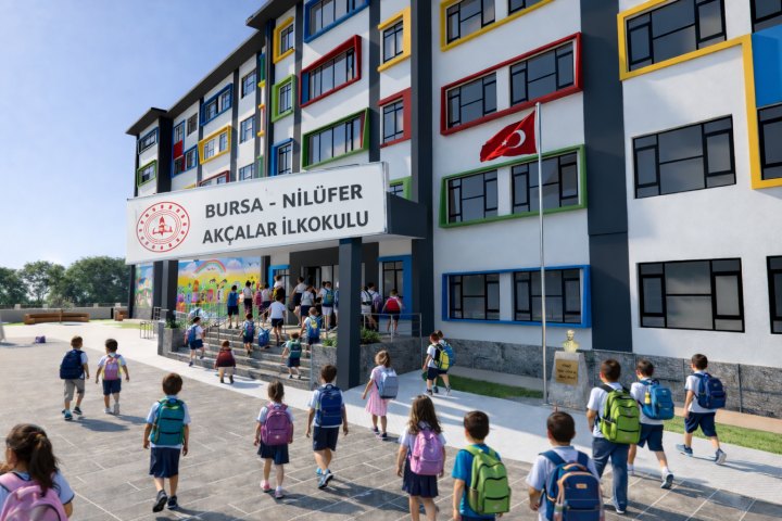 Okul giriş cephesi görselleştirmesi